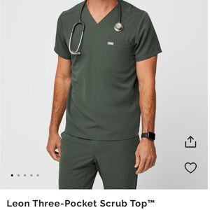Figs Olive V-Neck Scrub Top